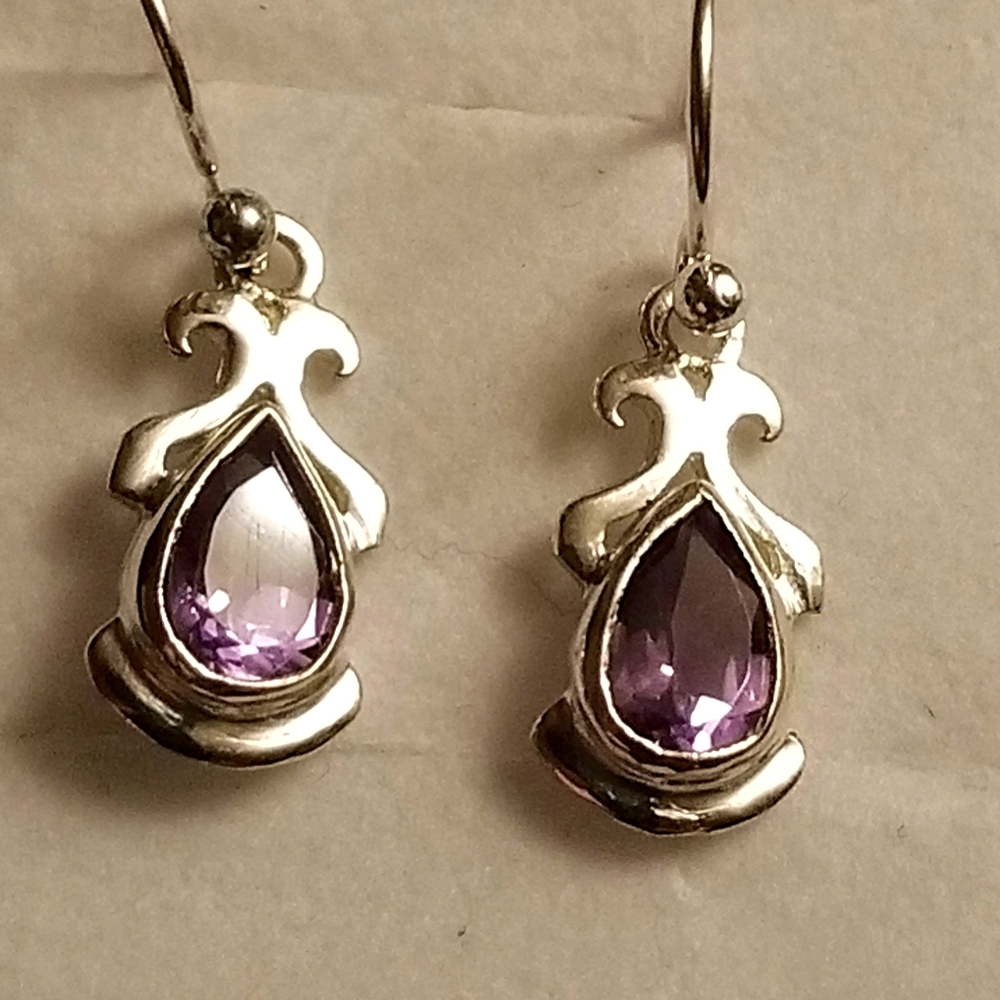Genuine Sterling Silver and Amethyst earrings